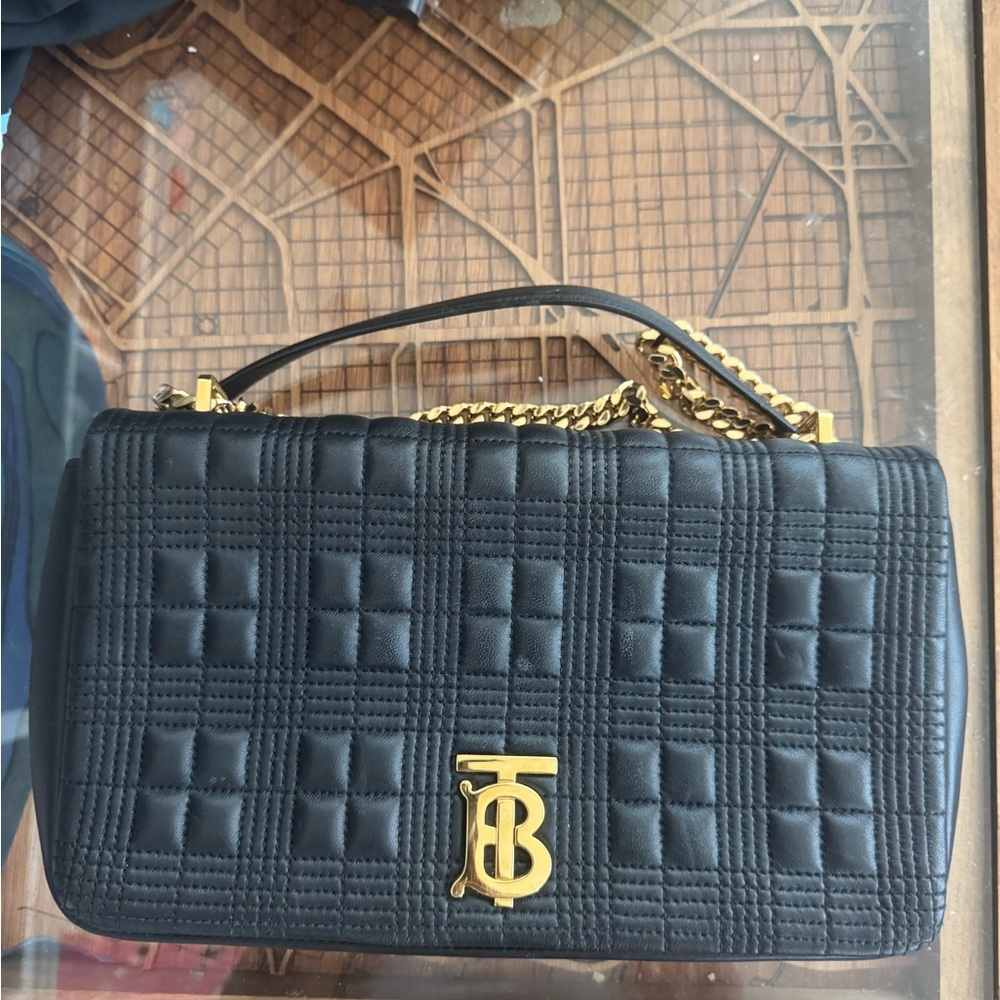 Burberry Black Quilted Crossbody Bag with Gold Details